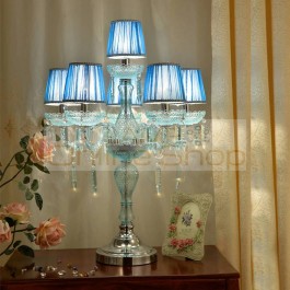 Modern Wedding Props Blue glass Led table light Mediterranean Living Room Atmosphere Hotel Room Art European Crystal Lamp